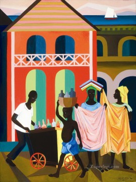 アフリカ人 Painting - アフリカの路上での黒人都市生活